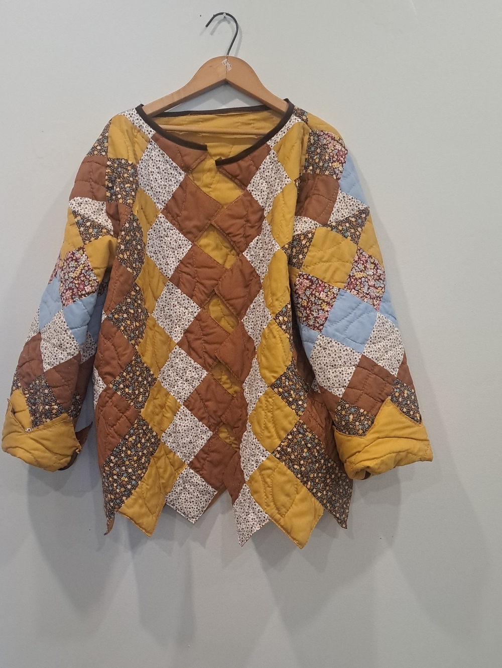 Upcycled handmade quilt open jacket